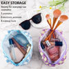 Picture of ZLFSRQ 2Pcs Checkered Makeup Bag for Women Travel Medium Small Cosmetic Bag Set Cute Blue Purple Makeup Pouch Purse Zippered Toiletry Bag Organizer Cute Y2K Trendy Aesthetic Makeup Brushes Storage Bag