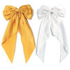Picture of SUSULU Large Hair Bow Clips for Women Ginger Yellow Hair Bow White Hair Bow Slides for Girls Satin Hair Barrettes with Long Ribbon Tail,Wedding Birthday Women Hair Accessories Pack of 2
