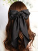 Picture of SUSULU Black Ribbon Bow Hair Clips with Long-Tail - Party Hairpins and Accessories for Women and Girls, 2pcs