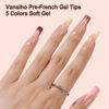 Picture of 150Pcs French Gel Nail Tips, Vansiho Long Square Nail Tips, Pre-French Tips Press on Nails, Fake Nails for Nail Art DIY 15 Sizes