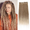 Picture of Leeven 40 Strands Synthetic Dreadlock Extensions 18 Inch Single Ended Ombre Blonde Thin Dreads Extensions Crochet Hippe Dreads Handmade 0.6 cm Width Loc Extensions Reggae Style Hair for Women Men