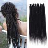 Picture of Leeven Black Synthetic Dreadlock Extensions 18 Inch 0.6 cm Width Thin SE Dreads 20 Strands Handmade Reggae Style Loc Extensions Hippie Crochet Hair for Women Men