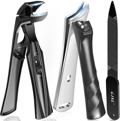 Picture of Toe Nail Clippers for Thick Nails for Seniors - Angled Head & Slanted Curved Blade Toenail Clipper, Sharp Heavy Duty Fingernail Clipper Cutter with Catcher Long Handle