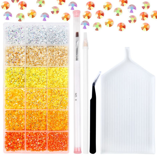 Picture of 22300Pcs Jelly Rhinestones Kit- Resin Mixed Color Rhinestones for Nail Clothes Shoes Tumblers Decoration Gifts Flat Back Round(3mm,4mm,5mm)…