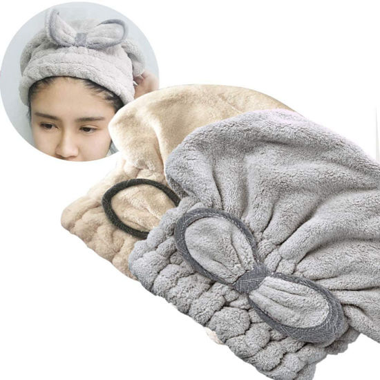 Picture of Jseng [New Upgrade] Microfiber Hair Drying Towel Cap, Extrame Soft & Ultra Absorbent, Fast Drying Hair Shower Cap for Girls and Women