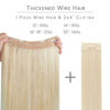 Picture of WENNALIFE Wire Hair Extensions (Increase 50% Lifespan) Real Human Hair 22 inch 150g Bleach Blonde Remy Real Hair Extensions Invisible Wire Hair Extensions Human Hair Natural Fish Line Straight Hair
