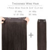 Picture of WENNALIFE Wire Hair Extensions (Increase 50% Lifespan) Real Human Hair 16 inch 125g Light Dark Brown Remy Real Hair Extensions Invisible Wire Hair Extensions Human Hair Natural Fish Line Straight Hair