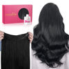 Picture of WENNALIFE Wire Hair Extensions (Increase 50% Lifespan) Real Human Hair 22 inch 120g Jet Black Remy Hair Extensions Invisible Transparent Wire Fish Line Hair Extensions Straight Real Hair Extensions