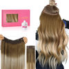Picture of WENNALIFE Wire Hair Extensions (Increase 50% Lifespan) Real Human Hair 18 inch 125g Ombre Walnut Brown to Ash Brown Bleach Blonde Remy Real Hair Extensions Invisible Wire Human Hair Extensions
