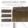Picture of WENNALIFE Wire Hair Extensions (Increase 50% Lifespan) Real Human Hair 22 inch 150g Ombre Walnut Brown to Ash Brown Bleach Blonde Remy Real Hair Extensions Invisible Wire Human Hair Extensions