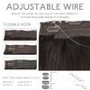Picture of WENNALIFE Wire Hair Extensions (Increase 50% Lifespan) Real Human Hair 16 inch 125g Dark Brown Remy Real Hair Extensions Invisible Wire Hair Extensions Human Hair Natural Fish Line Straight Hair