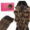 Picture of WENNALIFE Sew in Hair Extensions Real Human Hair, 14 Inch 80g Balayage Dark Brown to Chestnut Brown Machine Weft Hair Extensions Human Hair Hand Tied Weft Hair Extensions Sew In