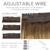 Picture of WENNALIFE Wire Hair Extensions(Increase 50% Lifespan)Real Human Hair 20 inch 140g Balayage Chocolate Brown to Honey Blonde Remy Real Hair Extensions Invisible Wire Hair Extensions Human Hair Fish Line