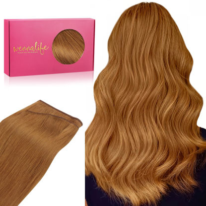 Picture of WENNALIFE Sew in Hair Extensions Real Human Hair, 20 Inch 100g Auburn Ginger Machine Weft Hair Extensions Human Hair Hand Tied Weft Hair Extensions Sew In