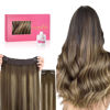 Picture of WENNALIFE Wire Hair Extensions (Increase 50% Lifespan) Real Human Hair 18 inch 125g Balayage Chocolate Brown to Caramel Blonde Remy Real Hair Extensions Invisible Wire Human Hair Extensions Fish Line