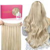 Picture of WENNALIFE Wire Hair Extensions (Increase 50% Lifespan) 20 inch 110g Dirty Blonde Highlighted Bleach Blonde Remy Hair Extensions Invisible Transparent Wire Hair Extensions Straight Real Hair Extensions