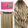 Picture of WENNALIFE Wire Hair Extensions (Increase 50% Lifespan) Real Human Hair 22 inch 120g Ash Brown Highlighted Golden Blonde Remy Wire Hair Extensions Invisible Fish Line Straight Real Hair Extensions