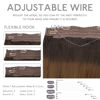Picture of WENNALIFE Wire Hair Extensions (Increase 50% Lifespan) Real Human Hair 14 inch 105g Dark Brown to Chestnut Brown and Dirty Blonde Highlighted Real Hair Extensions Invisible Wire Hair Extensions