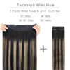 Picture of WENNALIFE Wire Hair Extensions (Increase 50% Lifespan) Real Human Hair 20 inch 140g Balayage Natural Black to Light Blonde Remy Real Hair Extensions Invisible Wire Hair Extensions Human Hair Fish Line