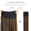 Picture of WENNALIFE Wire Hair Extensions (Increase 50% Lifespan) Real Human Hair 14 inch 105g Balayage Natural Black to Chestnut Brown Remy Real Hair Extensions Invisible Wire Human Hair Extensions Fish Line