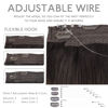 Picture of WENNALIFE Wire Hair Extensions (Increase 50% Lifespan) Real Human Hair 14 inch 105g Balayage Natural Black to Chestnut Brown Remy Real Hair Extensions Invisible Wire Human Hair Extensions Fish Line