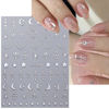 Picture of Metallic Moon Star Nail Art Stickers Decals Luxury Golden Silver Nail Stickers Sun Stars Moon Nail Art Design Nail Decals with Starlight Moon Charm Nail Adhesive Sliders for Women Manicure Decor 6PCS