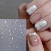 Picture of Metallic Moon Star Nail Art Stickers Decals Luxury Golden Silver Nail Stickers Sun Stars Moon Nail Art Design Nail Decals with Starlight Moon Charm Nail Adhesive Sliders for Women Manicure Decor 6PCS