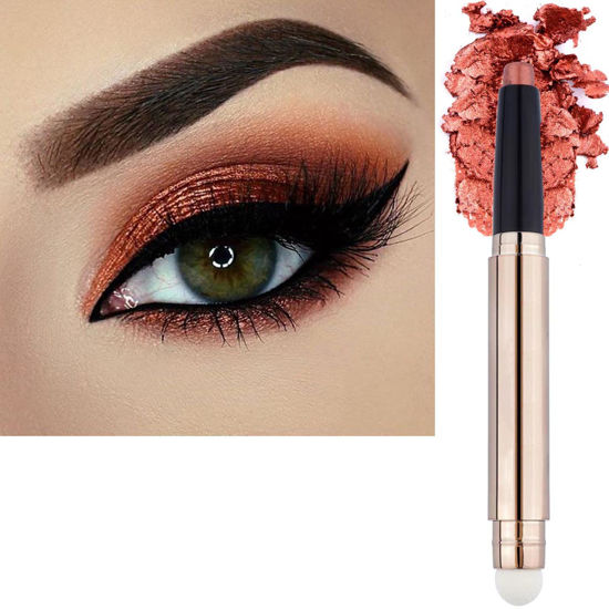 Picture of SAUBZEAN Orange Brown Eyeshadow Stick Makeup, Highlighter Matte Cream Eye Shadow Pencil, Waterproof Hypoallergenic Long Lasting Crayon, Glitter Primer Palette Shimmer Eyeliner Pen