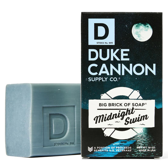 Picture of Duke Cannon Big Brick of Soap Midnight Swim - Refreshing Aquatic Scent with Green Top Notes, 10 oz. Men's Soap Bar