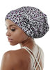 Picture of FocusCare Satin Cap for Black Women Frizzy Hair Beanie Curly Headwear Sleep Hats White with Black