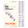 Picture of Heyhae Semi Cured Gel Nail Strips | Sun Cured Gel Nail Wraps No LED Lamp Needed Easy Apply & Remove | Includes 28 Strips, 1 Prep Pad, 1 Nail File & 1 Wooden Stick - Hey, 7 A.M. Tomorrow?