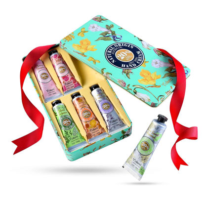 Picture of Yoken 20% Shea Butter Hand Cream Gift Set, Instant Moisturizing Hand Cream for Women Dry Hands with Delicate Tin, Floral-Scented Hand Lotion 6 x 1 OZ