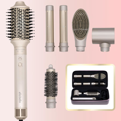 Picture of ELLA BELLA® 6 in 1 Professional Hot Air Styler • Powerful Hair Dryer & Straightener Set • Styling Without Heat Damage • Fast Drying Curling Volumizing Straightening • Includes Protective Travel Case
