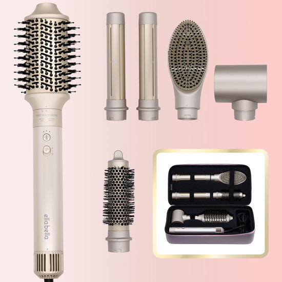 Picture of ELLA BELLA® 6 in 1 Professional Hot Air Styler • Powerful Hair Dryer & Straightener Set • Styling Without Heat Damage • Fast Drying Curling Volumizing Straightening • Includes Protective Travel Case