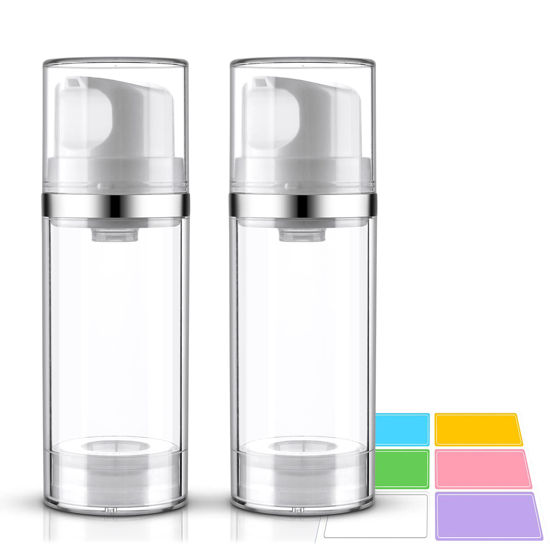 Picture of Cosywell Airless Pump Bottles 3.4oz/100ml Empty Moisturizer Pump Dispenser Airless Cosmetic Pump Container Travel Pump Bottles for Toiletries Shampoo Lotion and Cream Clear 2 Pack