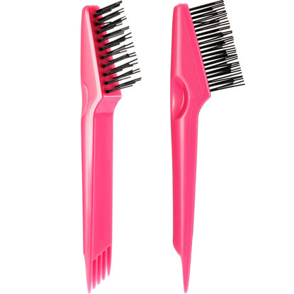 Picture of Yaomiao Hair Brush Cleaner Tool 2-in-1, Pink - Long Service Life, Easily Removes Hair, Dirt, Dust from Hair Brushes, Cleaning Tool for Home Salon Use