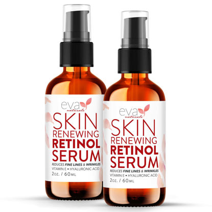 Picture of Retinol Serum by Eva Naturals - 2.5% Retinol Serum for Face with Hyaluronic Acid, Vitamin E & Organic Aloe - Retinol Face Serum that Reduce Wrinkles, Fine Lines & Dark Spots - Anti Aging Serum, 2 Pack