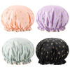 Picture of Tbestmax 4 Pcs Shower Caps Hat for Women and Girl, Reusable Waterproof Bath Cap Double Waterproof Layers