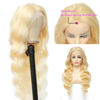 Picture of Loyom 613 Body Wave Lace Front Wig Human Hair 10a Brazilian 13x4 Blonde Lace Frontal Wigs 180% Density Pre Plucked Bleached Knots with Baby Hair 26 inch