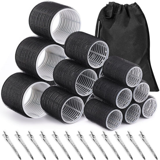 Picture of Rollers Hair Curlers 30Pcs Set with 18Pcs Hair Roller 3 Sizes (6 Large Rollers, 6 Medium Rollers, 6 Small Rollers) and 12 Clips and Storage Bag for Long Medium Short Hair Volume
