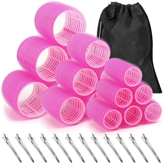 Picture of Self Grip Rollers Hair Curlers 30Pcs Set with 18Pcs Hair Roller 3 Sizes (6 Large Rollers, 6 Medium Rollers and 6 Small Rollers) and 12 Clips for Long Medium Short Hair Volume