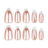 Picture of Chrome Press on Nails Medium Almond Fake Nails White French Tip Fake Nails Nude Glue on Nails Glossy False Nails Reusable Artificial Acrylic Nail Full Cover Stick on Nails for Women Manicure 24Pcs