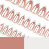 Picture of Chrome Press on Nails Medium Almond Fake Nails White French Tip Fake Nails Nude Glue on Nails Glossy False Nails Reusable Artificial Acrylic Nail Full Cover Stick on Nails for Women Manicure 24Pcs