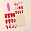 Picture of French Tip Press on Nails Red Fake Nails Medium Almond False Nails with 3D Bow Design Nude Glue on Nails Glossy Acrylic Full Cover Heart Stick on Nails for Women Valentine's Day Manicure