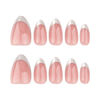 Picture of Silver French Tip Press on Nails Nude Fake Nails Glossy Glue on Nails Artificial Acrylic Nails Full Cover Stick on Nails Short Almond False Nails with Design for Women Girls Manicure 24Pcs