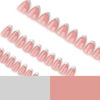 Picture of Silver French Tip Press on Nails Nude Fake Nails Glossy Glue on Nails Artificial Acrylic Nails Full Cover Stick on Nails Short Almond False Nails with Design for Women Girls Manicure 24Pcs