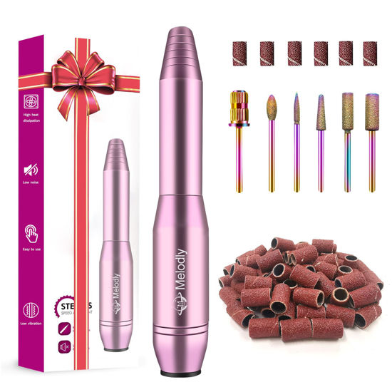 Picture of Melodly Electric Nail Drill, Professional Acrylic Nail Drill Machine for Gel, Acrylic Nails, Portable USB Electric Nail File Efile Set with Iridescent Nail Drill Bits, Manicure Pedicure Nail Tools