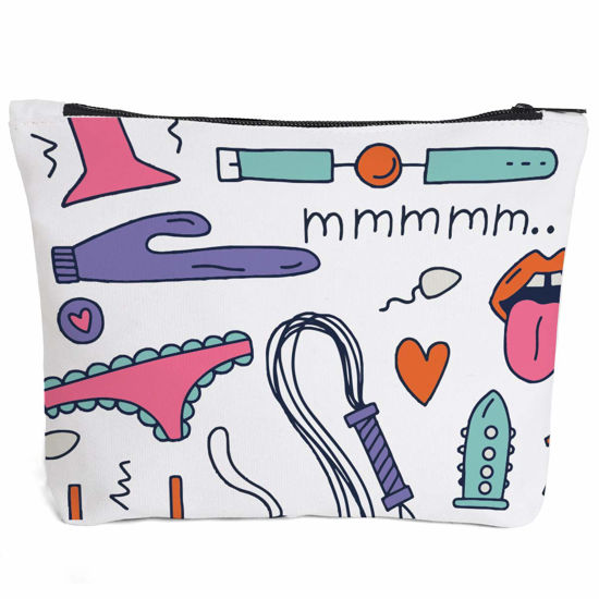Picture of IHopes+ Funny Makeup Bag Gift for Women Best Friends Sister Teen Girls| Cute Mature Sex Makeup Bag Cosmetic Travel Accessories Bag Toiletry Case Gifts