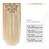Picture of Aison Clip in Hair Extensions Real Human Hair Strawberry Blonde to Bleach Blonde Human Hair Extensions 20 Inch Straight Double Weft Remy Highlight Hair Extensions Clip in Human Hair 70g 7pcs #12p613