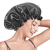 Picture of Aquior Shower Caps, Reusable Shower Cap for Women, Double Layer Waterproof Hair Cap, Large Size for All Hair Lengths,for Girls Spa Home Salon Use (Black)